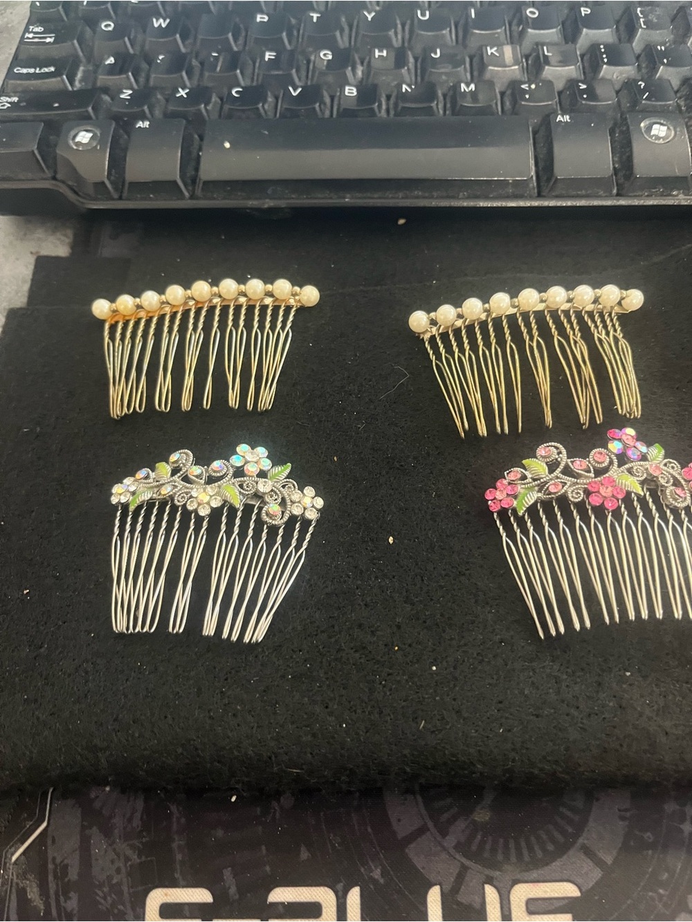 Assorted Decorative Hair Combs - Pearl, Silver, Multicolor Floral